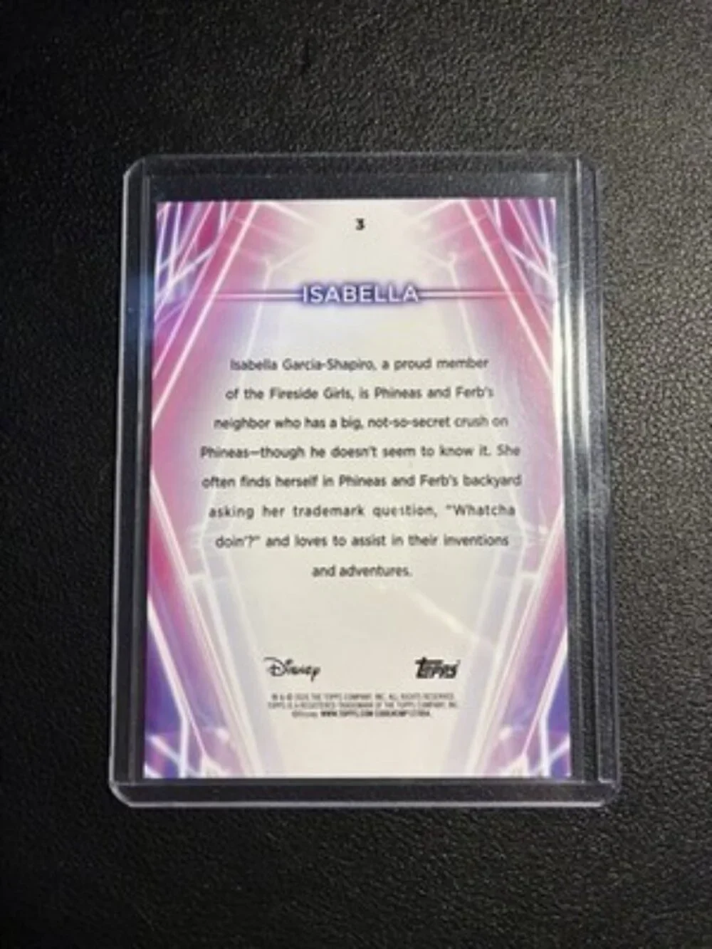 Topps 2026 Disney Neon Gold Isabella #3 Card 18/50 Phineas and Ferb